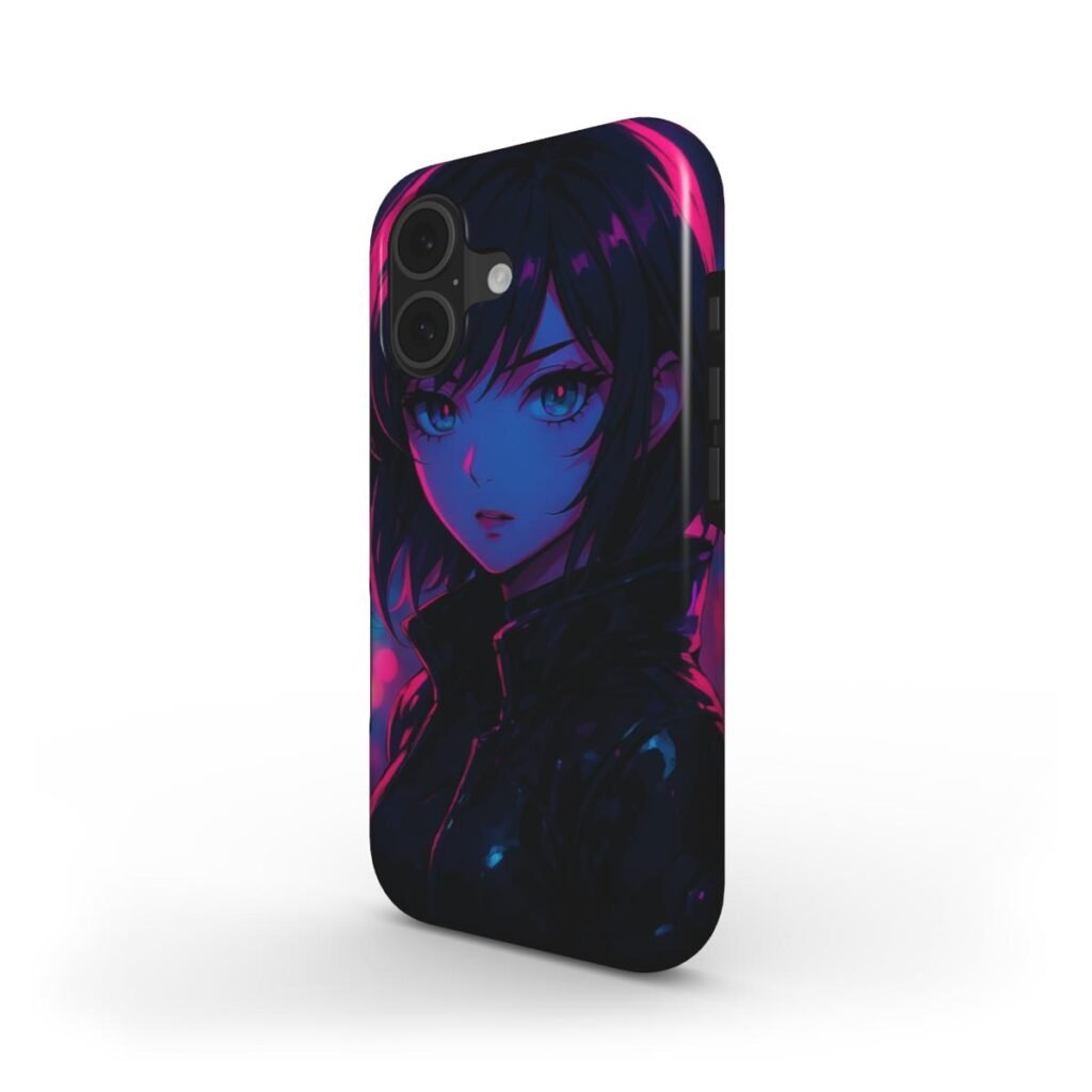 Anime Tough Phone Case Neon Cyberpunk - Protective Cover iPhone Samsung Custom Art Design