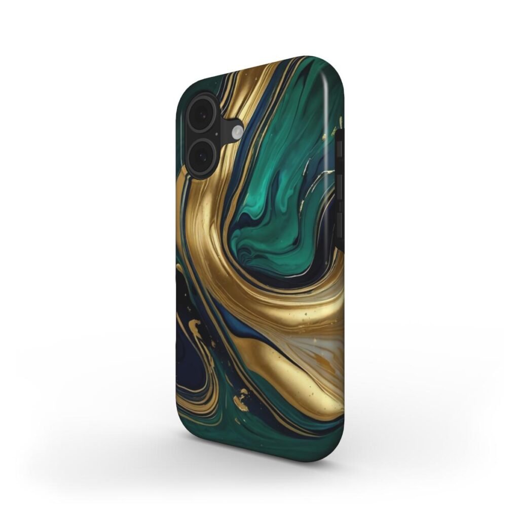 Emerald Gold Marble Swirl Tough Phone Case