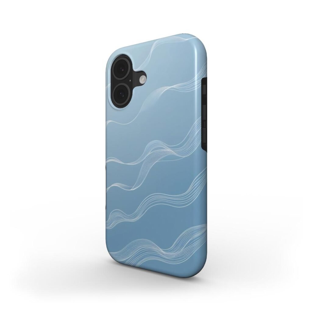 Minimalist Tough Phone Case Blue - Protective Cover iPhone Samsung Custom Art Design