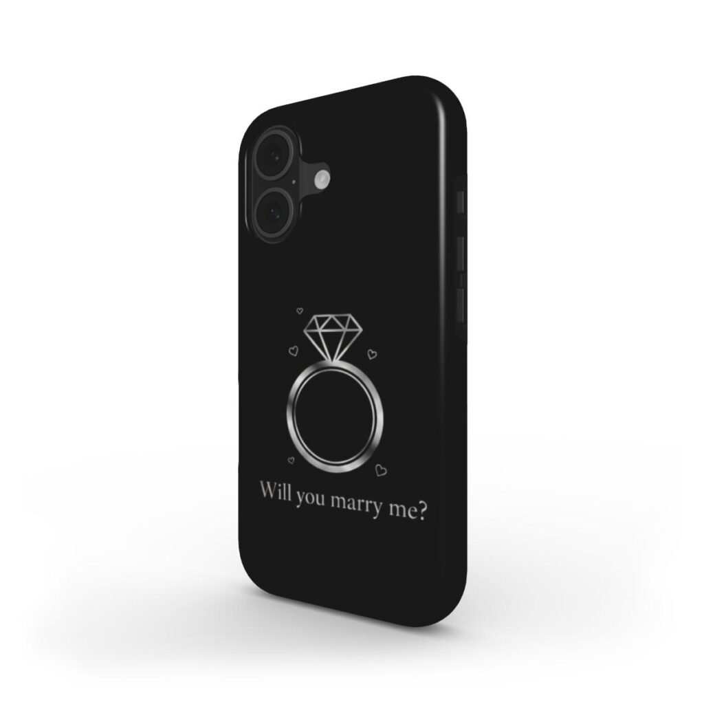 BLACK  - Will You Marry Me? Proposal Phone Case | Engagement Ring Custom Case | Bridal Shower Gift | Cute Wedding Phone Cover | Tough Durable Glossy Finish
