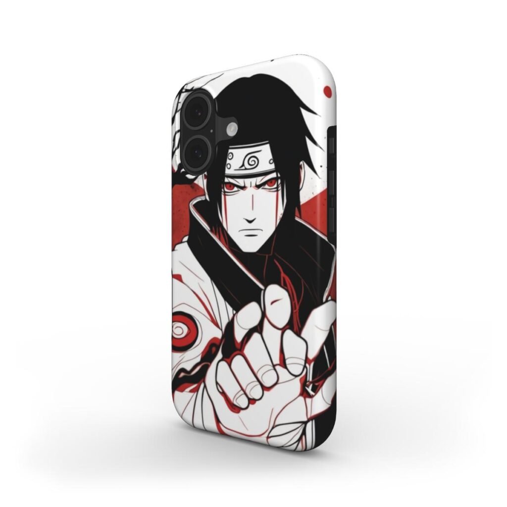Tough Case -  Naruto Inspired Itachi Uchiha Phone Case – Minimal Sharingan Line Art, Red Black Anime Design for iPhone Samsung