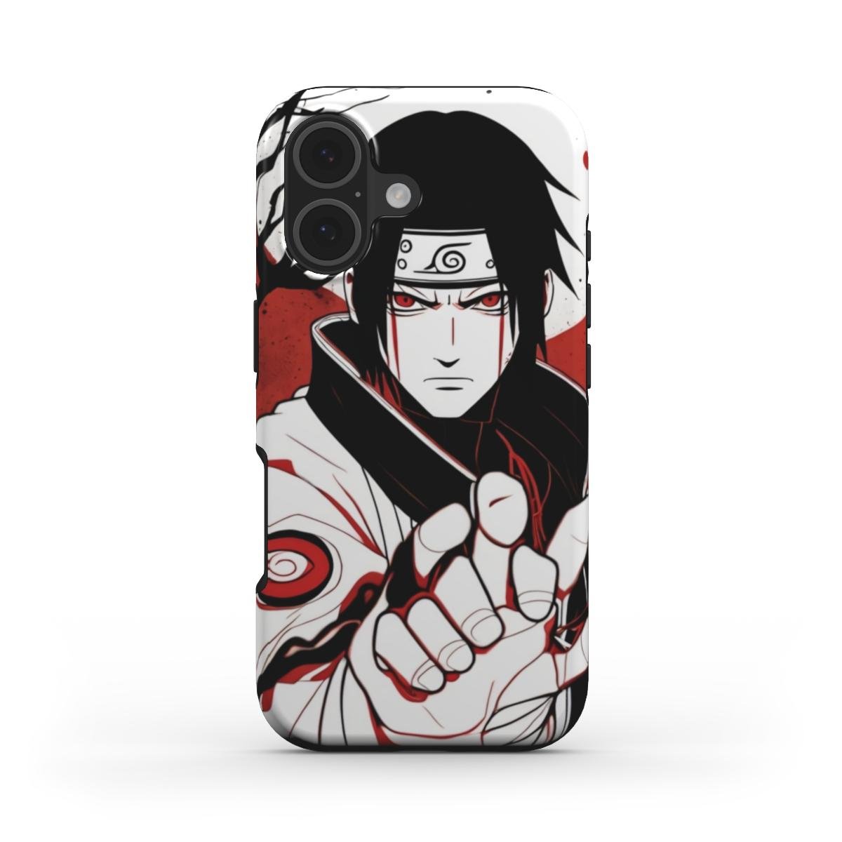 Tough Case - Naruto Inspired Itachi Uchiha Phone Case – Minimal Sharingan Line Art, Red Black Anime Design for iPhone Samsung - Image 2