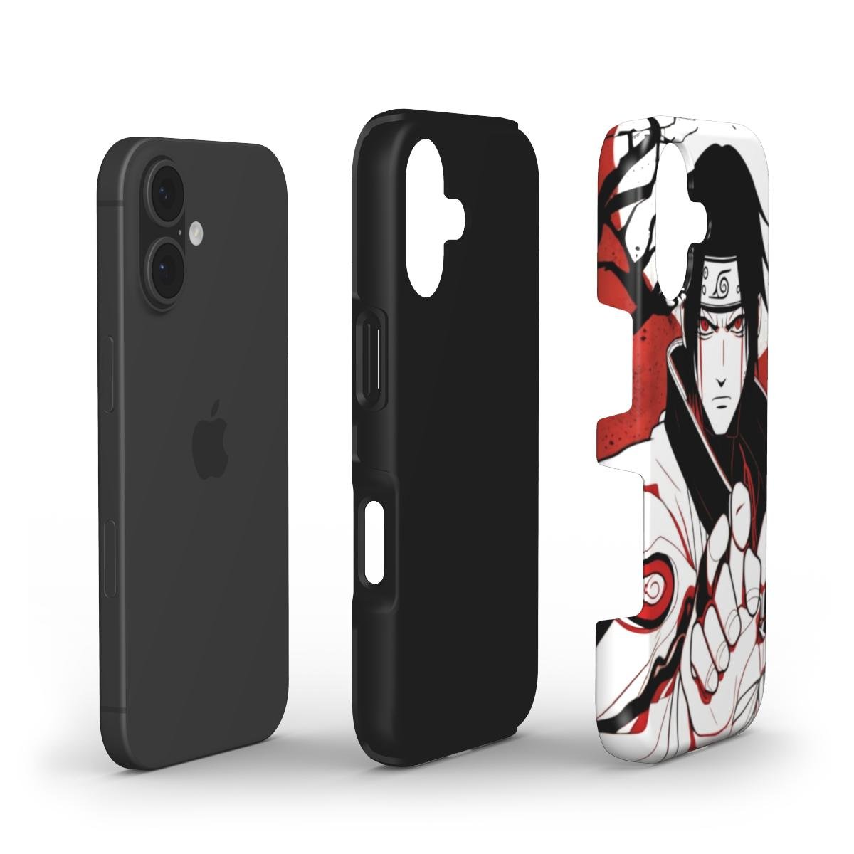 Tough Case - Naruto Inspired Itachi Uchiha Phone Case – Minimal Sharingan Line Art, Red Black Anime Design for iPhone Samsung - Image 3